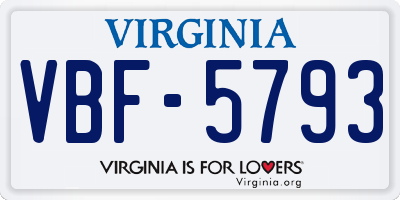 VA license plate VBF5793