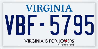 VA license plate VBF5795