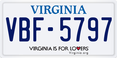 VA license plate VBF5797