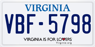 VA license plate VBF5798