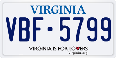 VA license plate VBF5799