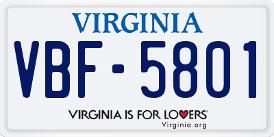 VA license plate VBF5801