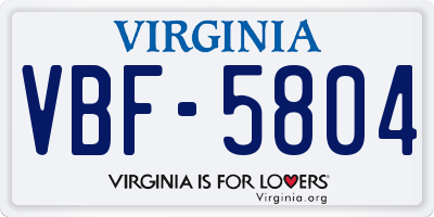 VA license plate VBF5804