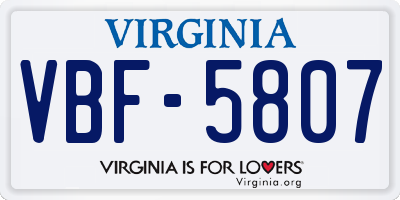 VA license plate VBF5807