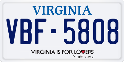 VA license plate VBF5808