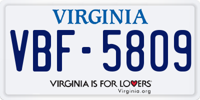 VA license plate VBF5809