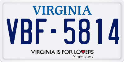 VA license plate VBF5814