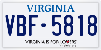 VA license plate VBF5818