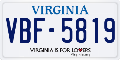 VA license plate VBF5819