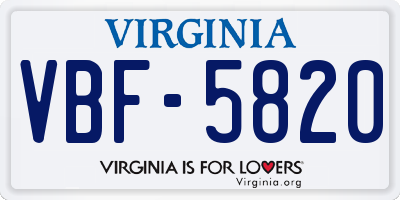 VA license plate VBF5820