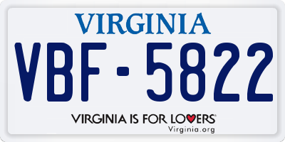 VA license plate VBF5822