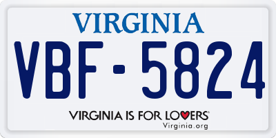 VA license plate VBF5824
