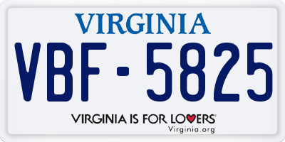 VA license plate VBF5825