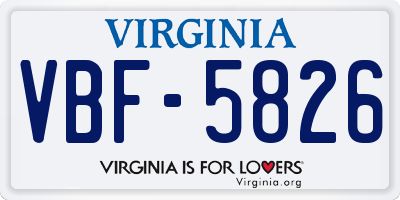 VA license plate VBF5826