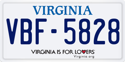 VA license plate VBF5828