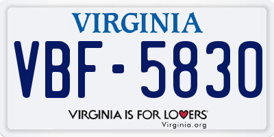 VA license plate VBF5830