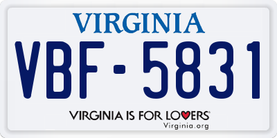 VA license plate VBF5831