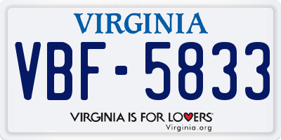 VA license plate VBF5833