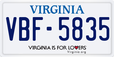 VA license plate VBF5835