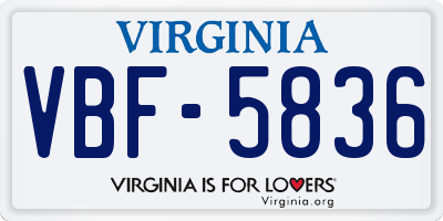 VA license plate VBF5836