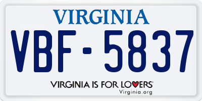VA license plate VBF5837