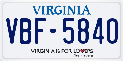 VA license plate VBF5840