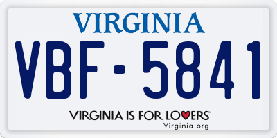 VA license plate VBF5841