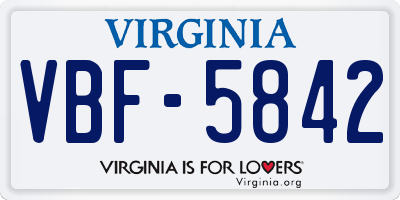 VA license plate VBF5842
