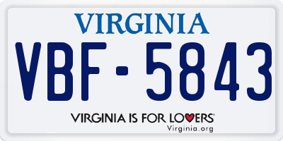 VA license plate VBF5843