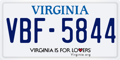 VA license plate VBF5844