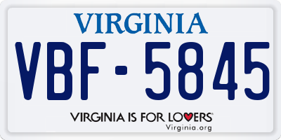 VA license plate VBF5845