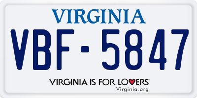 VA license plate VBF5847