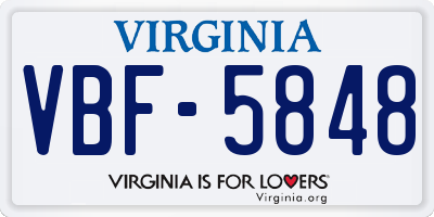 VA license plate VBF5848