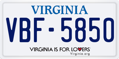 VA license plate VBF5850