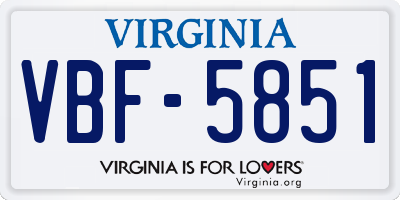 VA license plate VBF5851