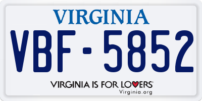 VA license plate VBF5852