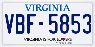VA license plate VBF5853