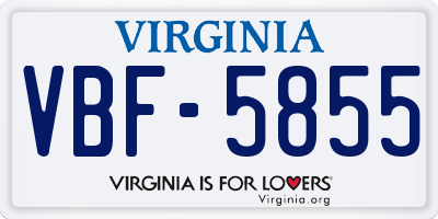 VA license plate VBF5855