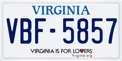 VA license plate VBF5857