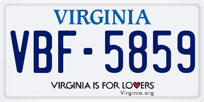 VA license plate VBF5859