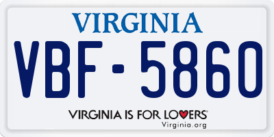 VA license plate VBF5860