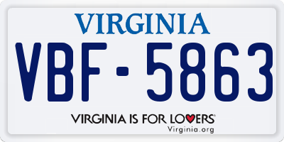 VA license plate VBF5863