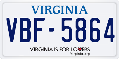 VA license plate VBF5864