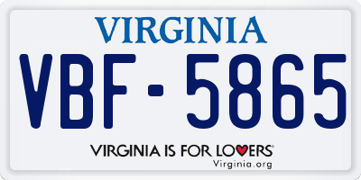 VA license plate VBF5865