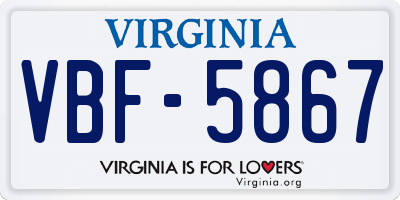 VA license plate VBF5867