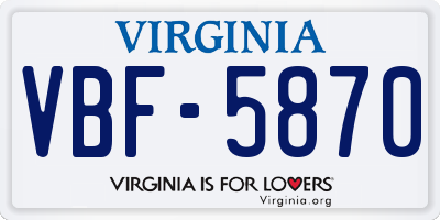 VA license plate VBF5870