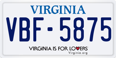 VA license plate VBF5875