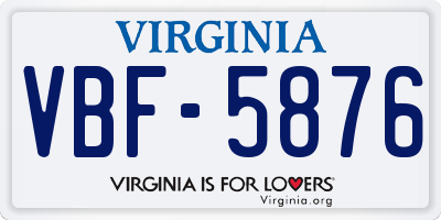 VA license plate VBF5876