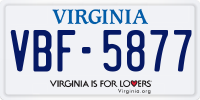 VA license plate VBF5877