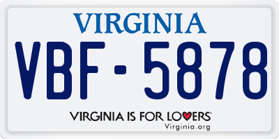 VA license plate VBF5878
